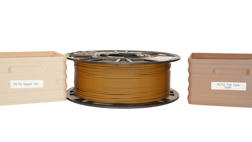 Coyote Brown Pro PCTG  3D printer filament spool compared to Flat Dark Earth and Desert Tan