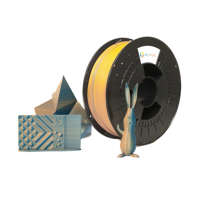 Dual - Color Silk PLA+, Silky Blue Orange Theory, 1.75mm - 3D - Fuel