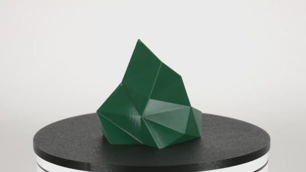 3D printed crystal gem made from 3D-Fuel Pro PCTG filament spool in Toolbox Forest Green is made in the USA and matches Masterforce menards green