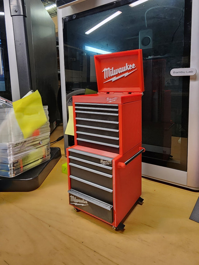 3D printed milwaukee toolbox scale model printed in Pro PCTG, Toolbox Red, 1.75mm by 3D-Fuel